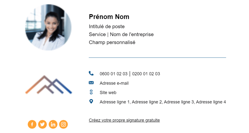 Exemple signature hubspot avec photo et logo