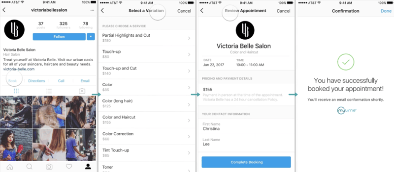 exemple paiement intégré instagram