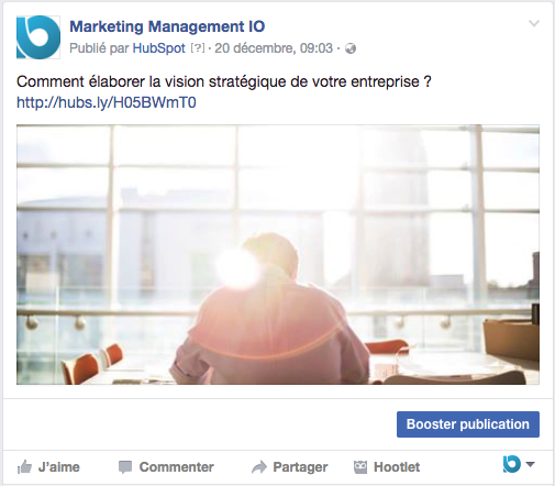 page entreprise facebook article