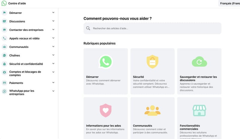 Base de connaissances de whatsapp