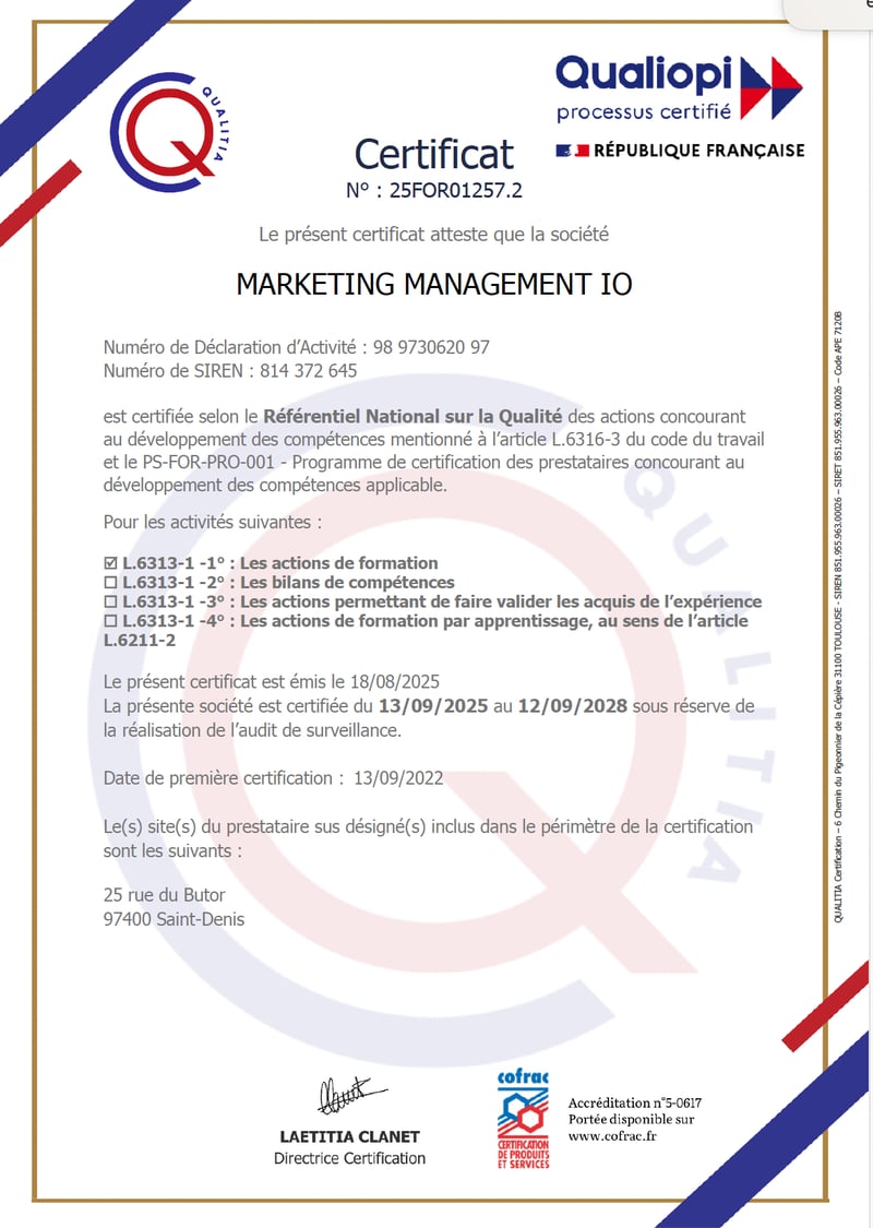 Certificat Qualiopi formation Hubspot OPCO