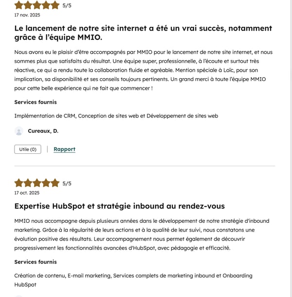 avis client hubspot