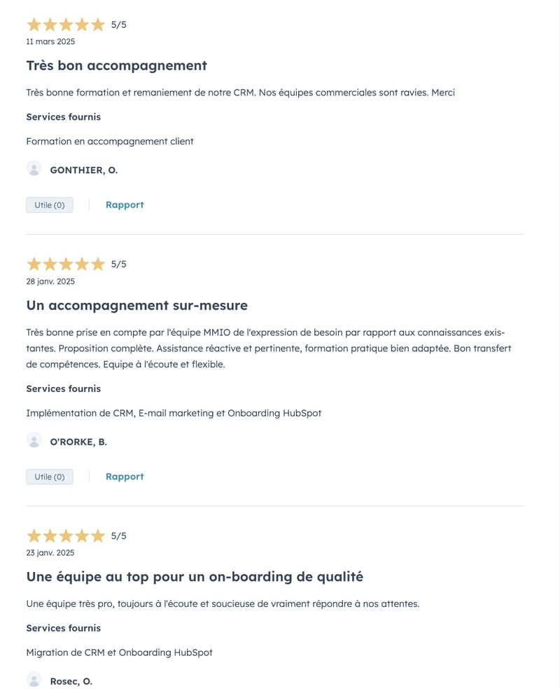 avis client hubspot