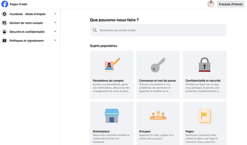 base de connaissance facebook