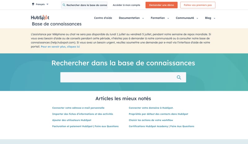 base de connaissance hubspot