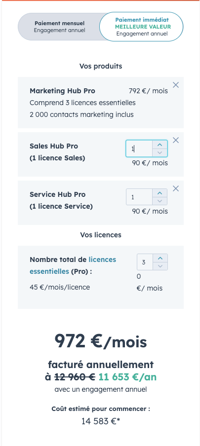 hubspot pricing licence 2024