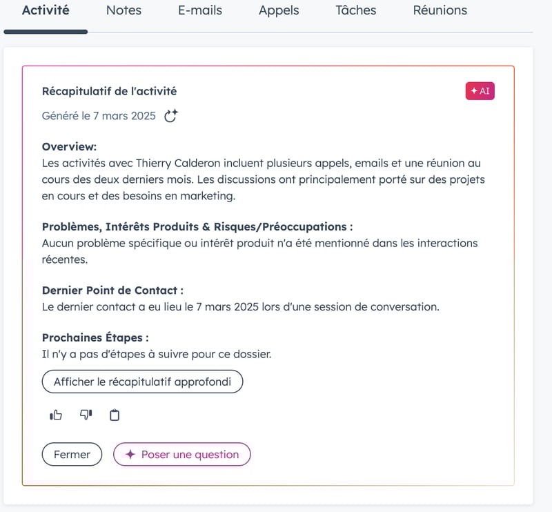 resume IA crm